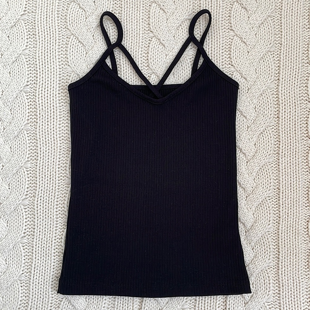 (Free When Bundled) Crisscross Spaghetti Strap Black Camisole
